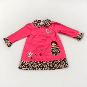 Vintage Y2K Nickelodeon Dora The Explorer Boots Jungle Corduroy Cheetah Dress 2T